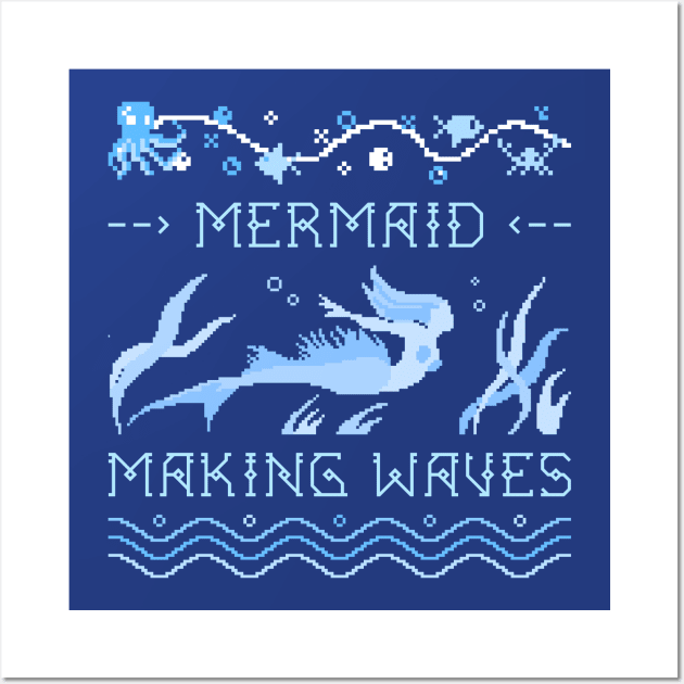 Mermaid Making Waves with Sea Creatures Wall Art by Alaskan Skald